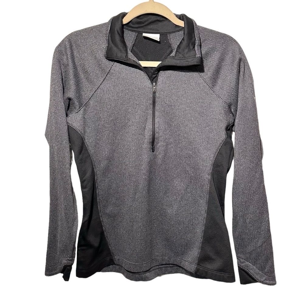 Columbia Womens Sz M Half Zip Pullover Top Activewear 'Optic Got It' Black Gray